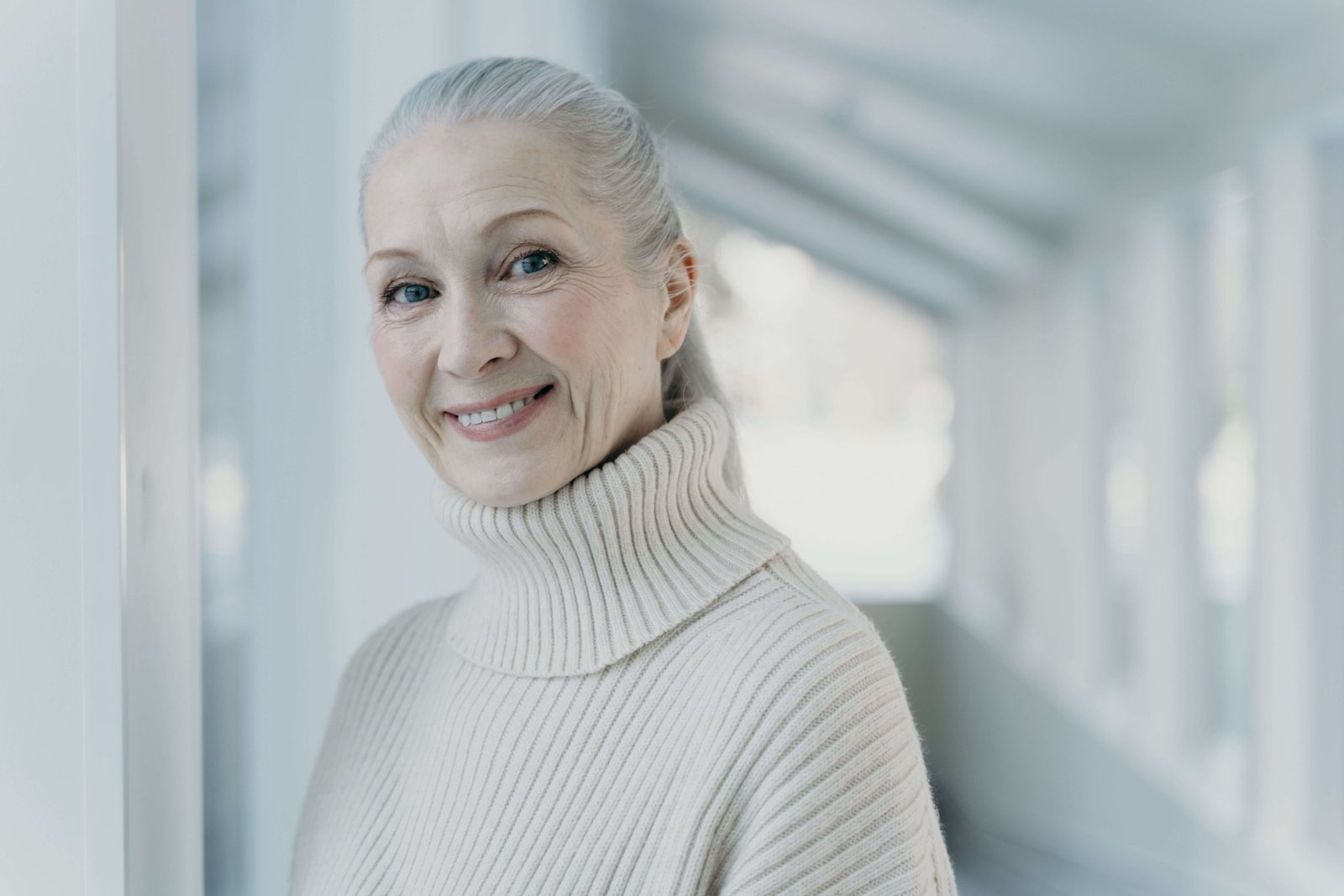 Woman over 45 looking calm and confident outdoors